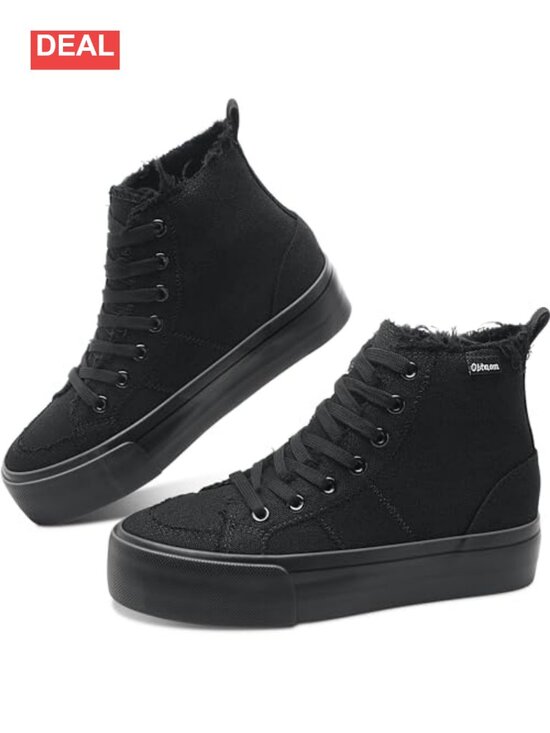 Shoes - High Top Platform Canvas Sneakers Lace-Up Skate Shoes Casual Fashion